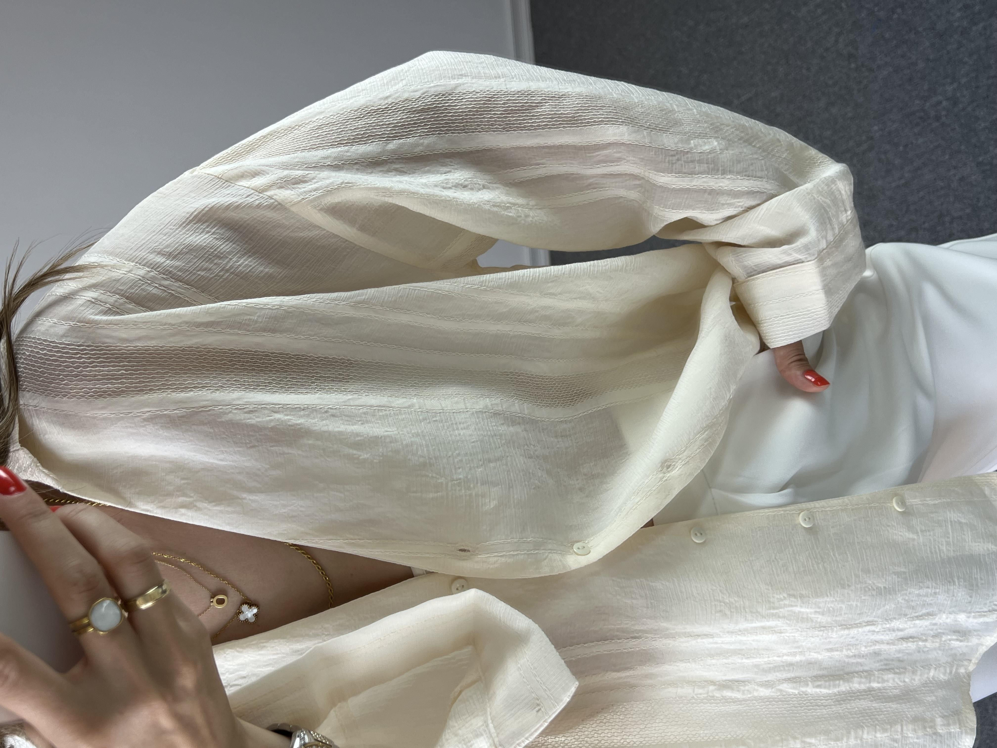 Transparan Krem Gömlek 