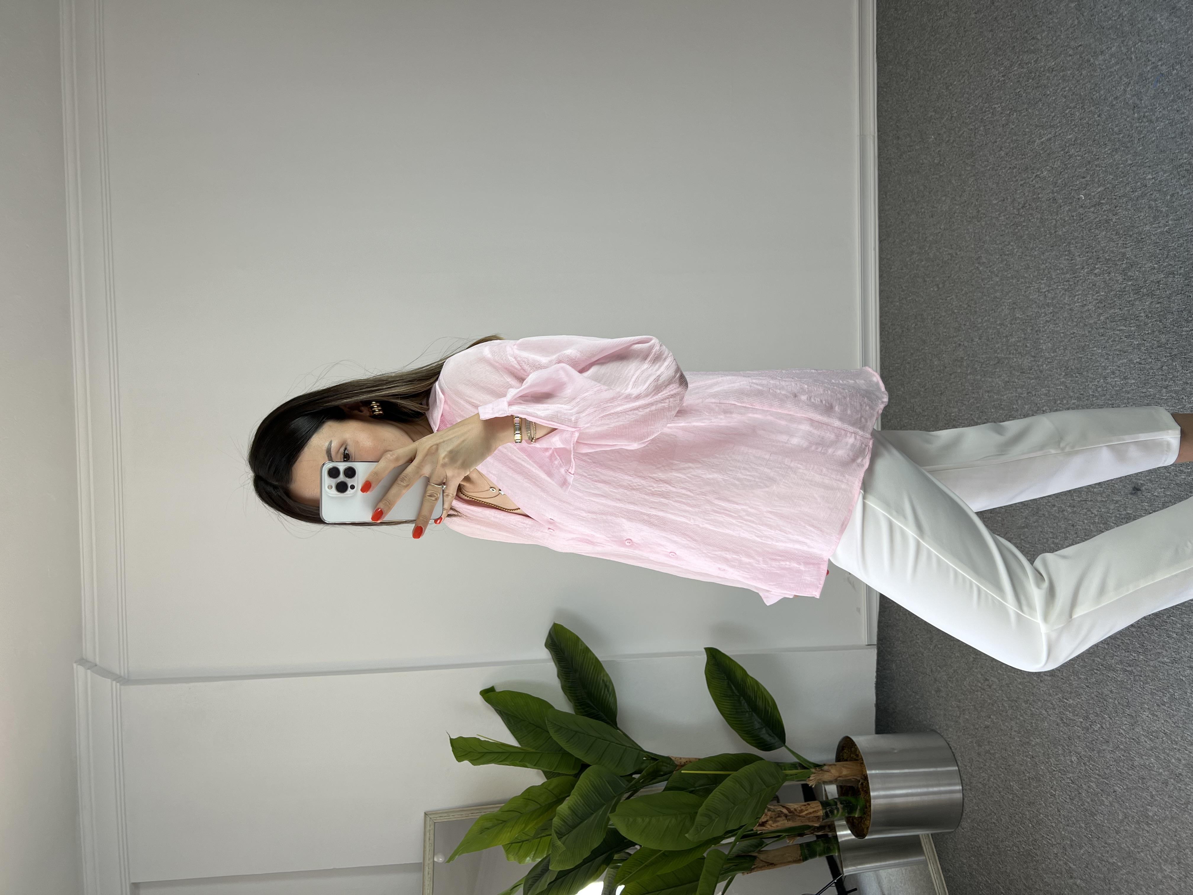 Transparan Pembe Gömlek 