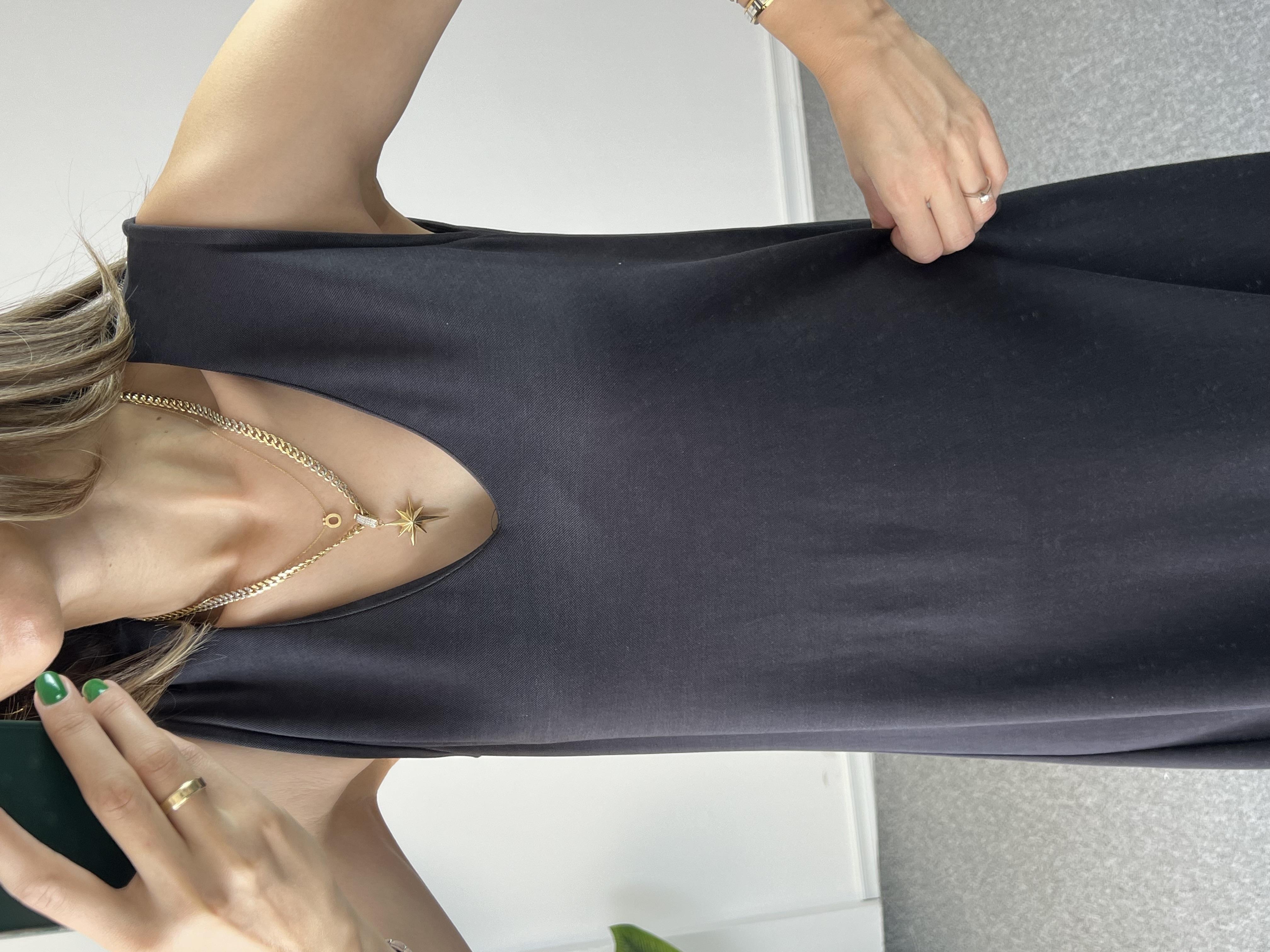 V Yaka Antrasit Modal Elbise