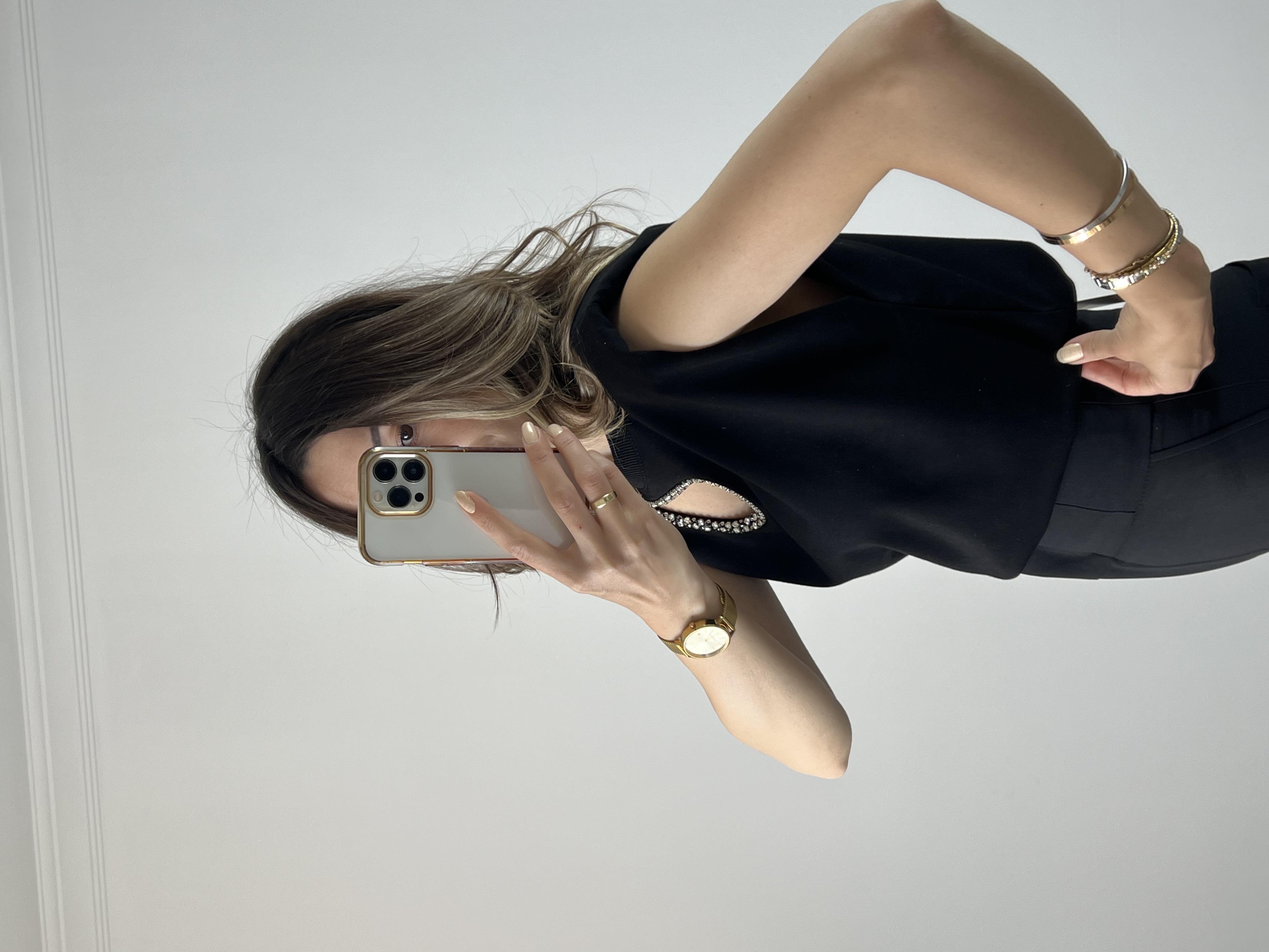 Vatkalı Damla Siyah T-shırt