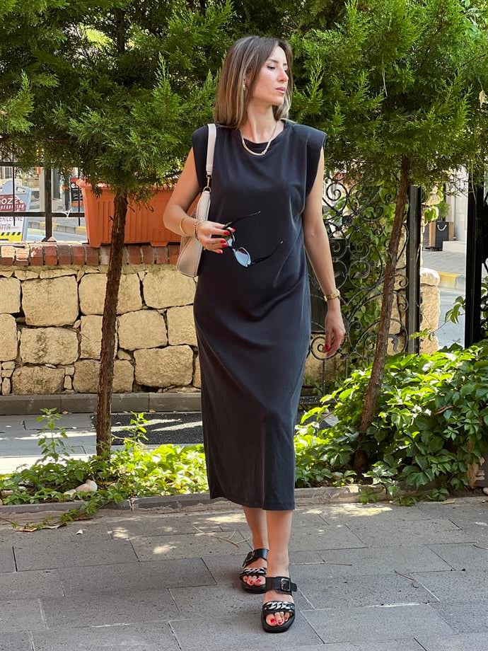 Vatkalı Midi Boy Elbise