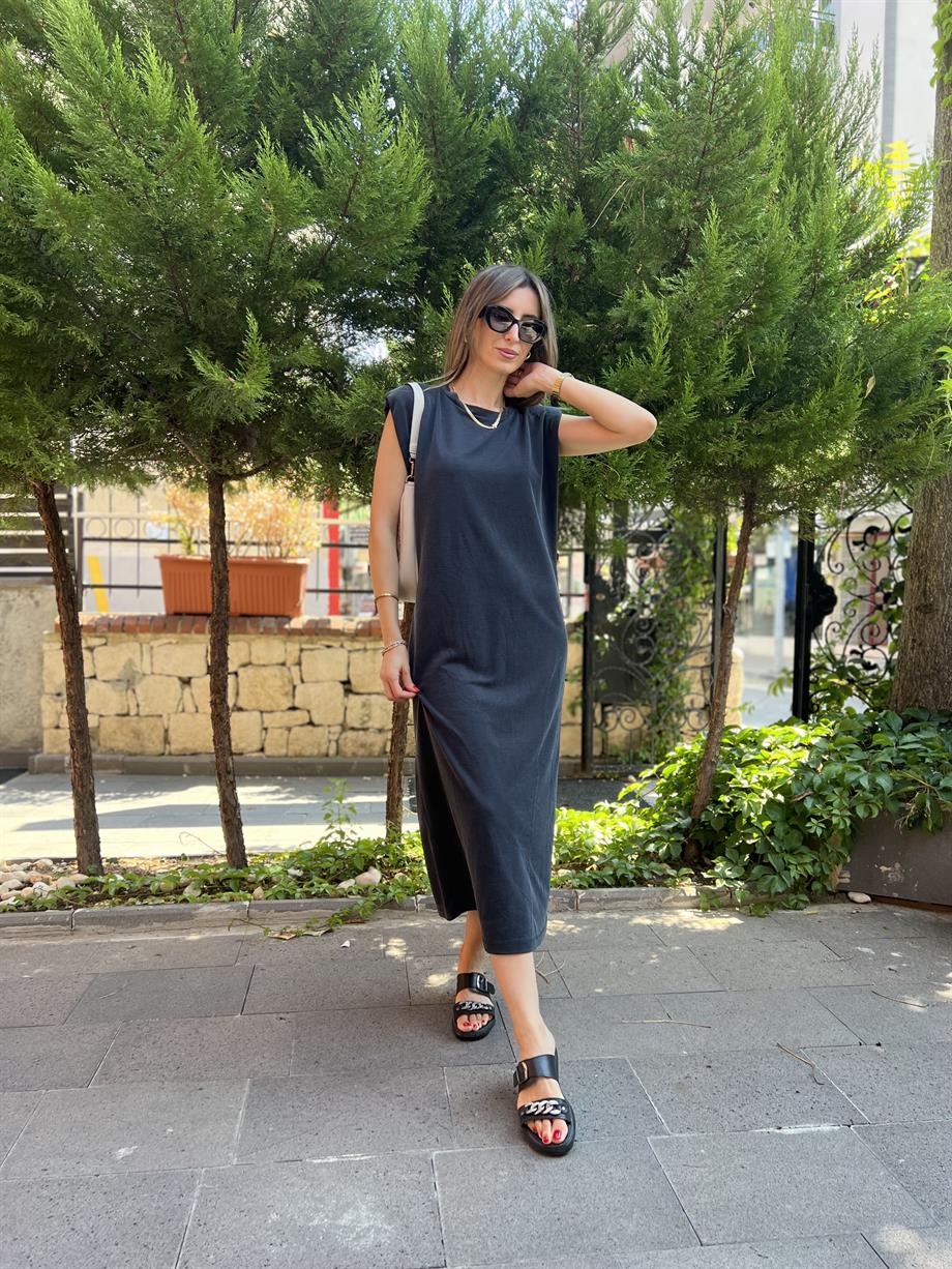 Vatkalı Midi Boy Elbise