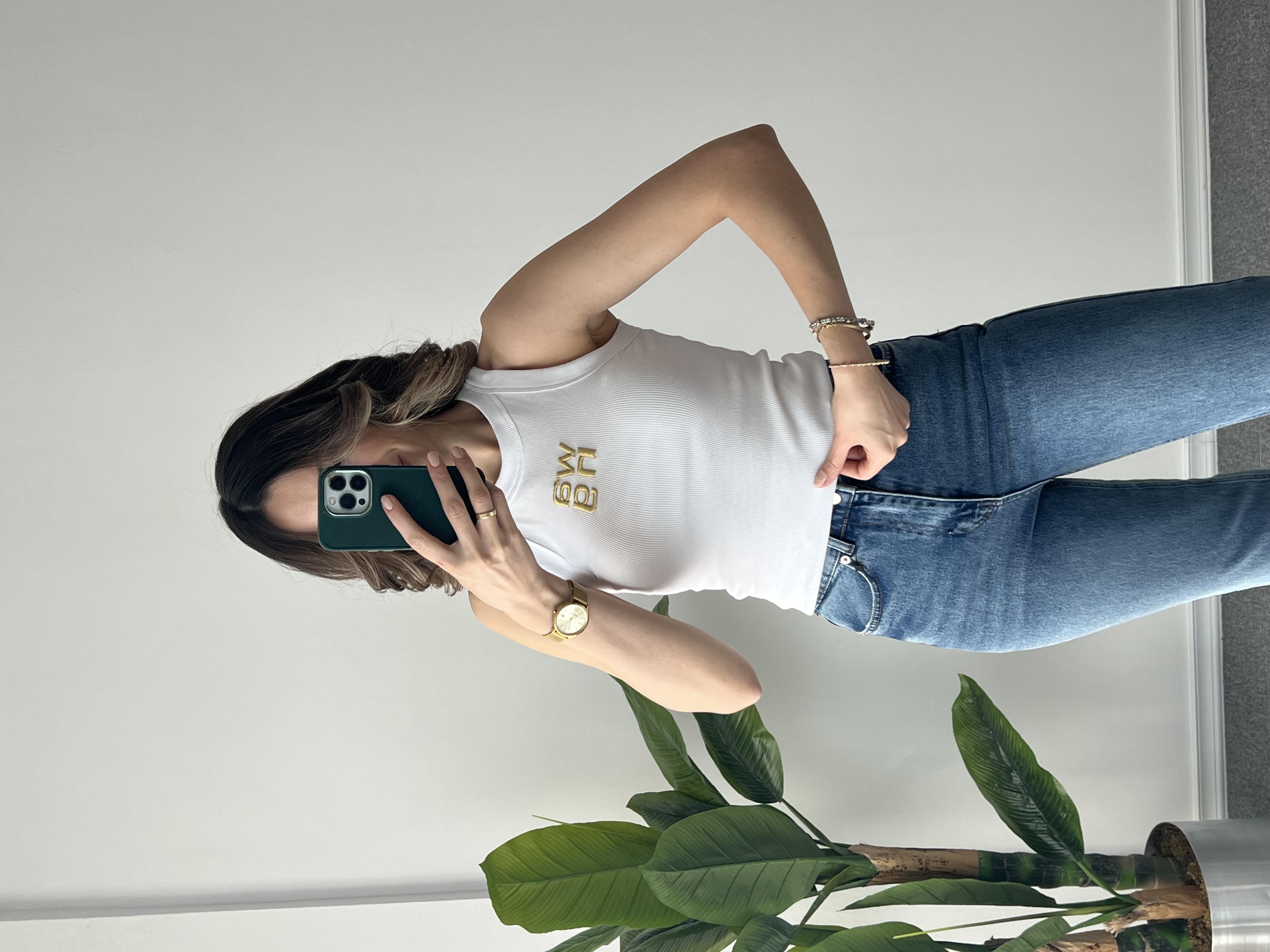 Wang Nakış Detay Beyaz Atlet