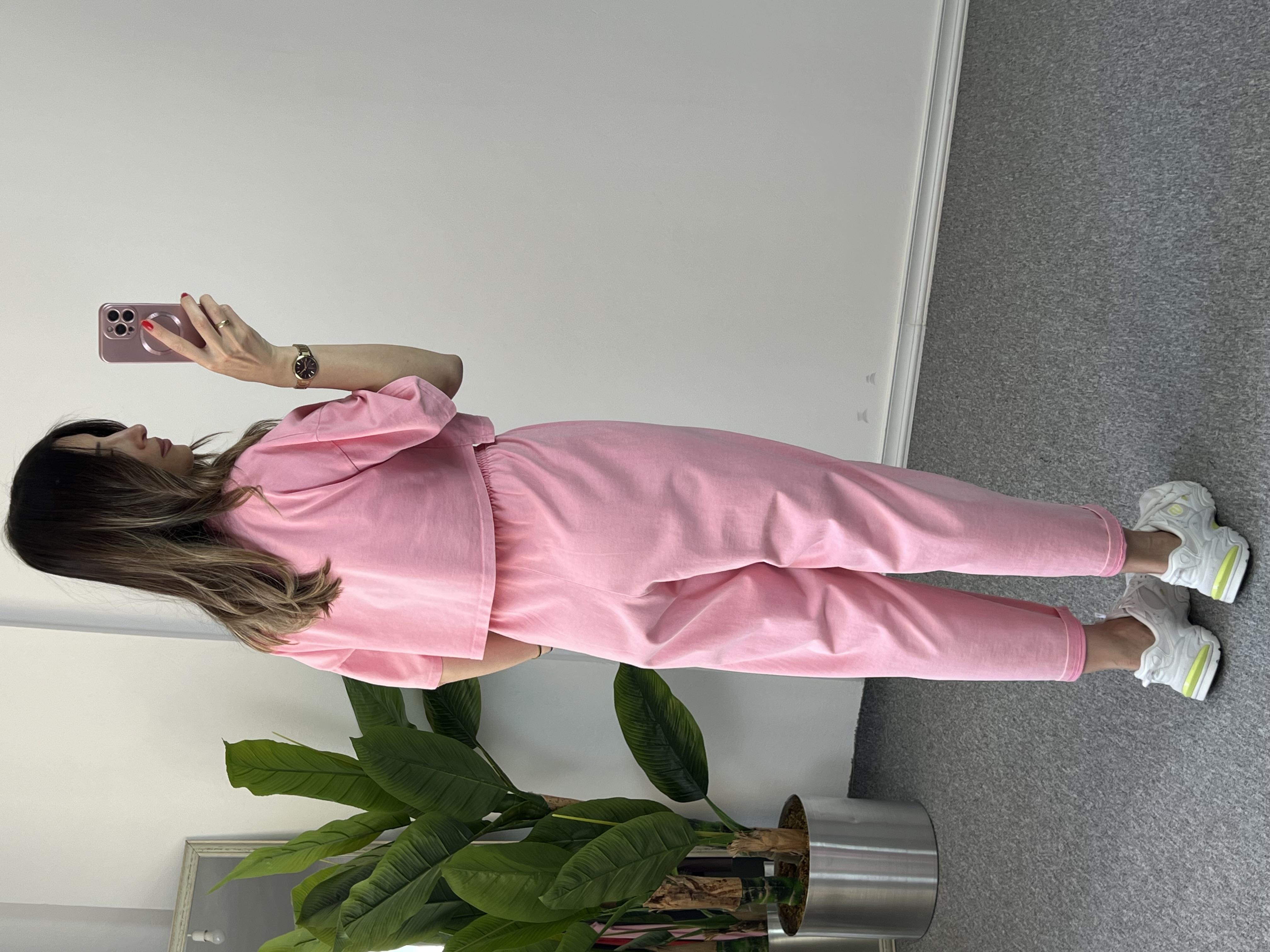 Yıkamalı Pembe Crop Takım