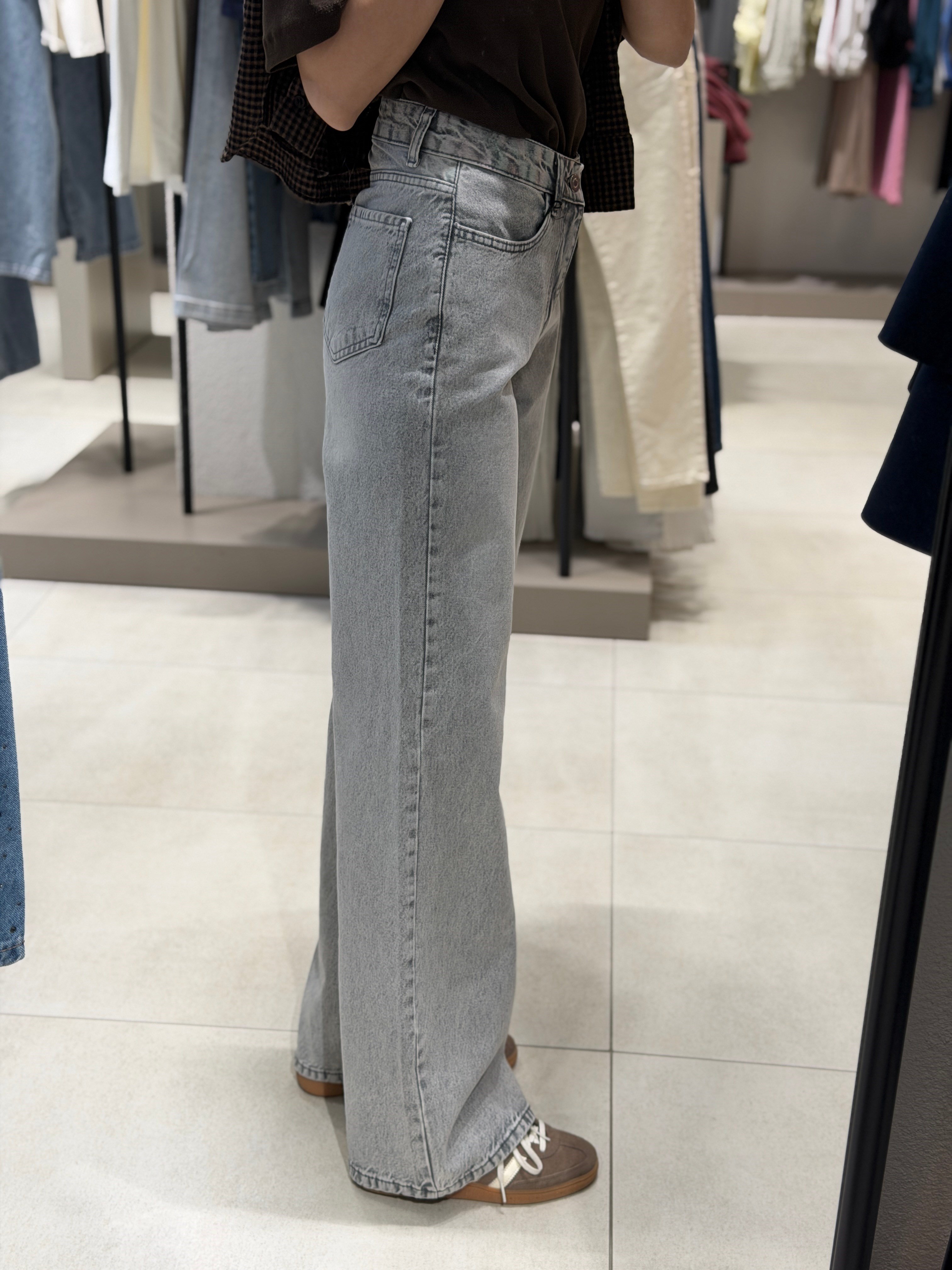 Yüksek Bel Palazzo Jean GRİ