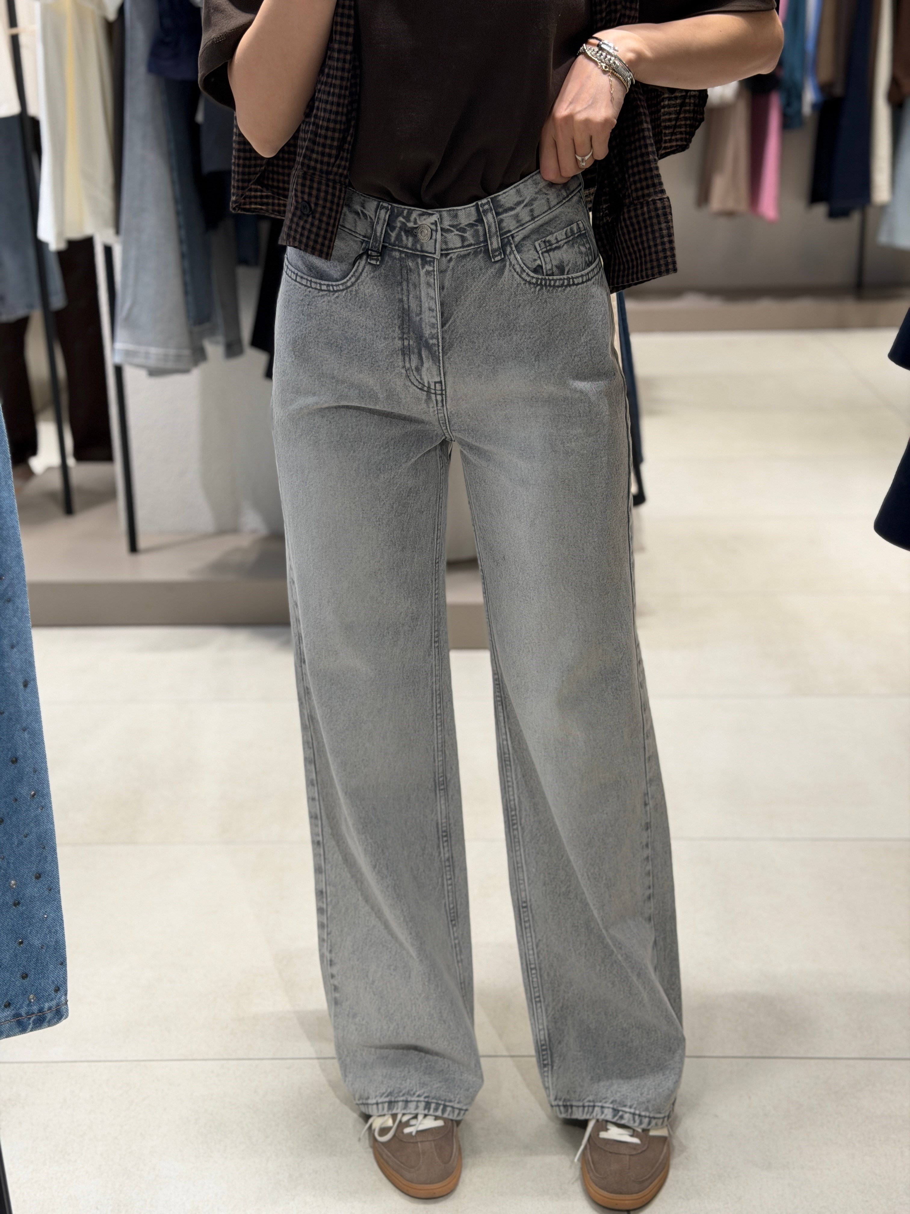 Yüksek Bel Palazzo Jean GRİ