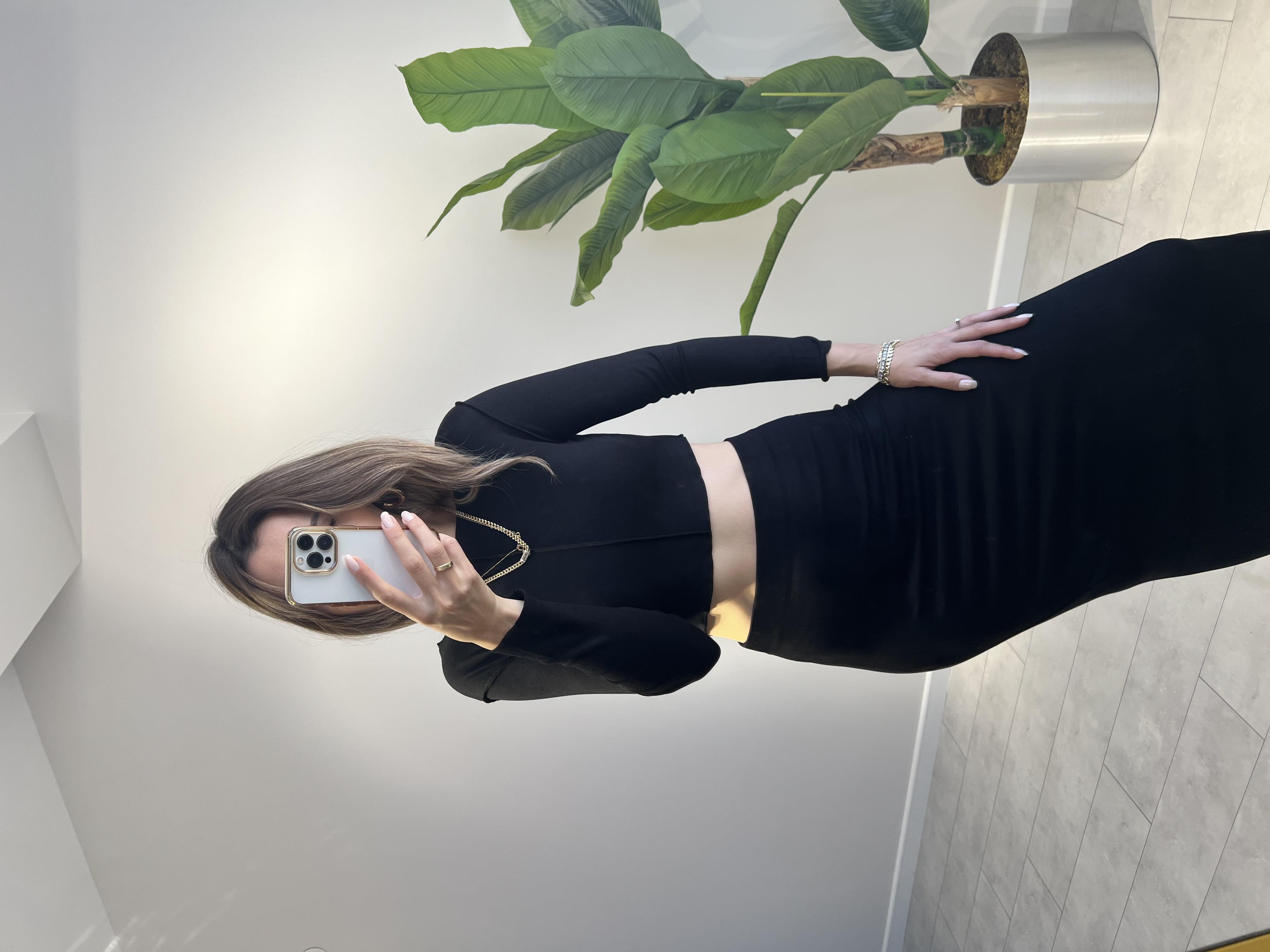 Yumuşak Doku Crop Siyah Takım