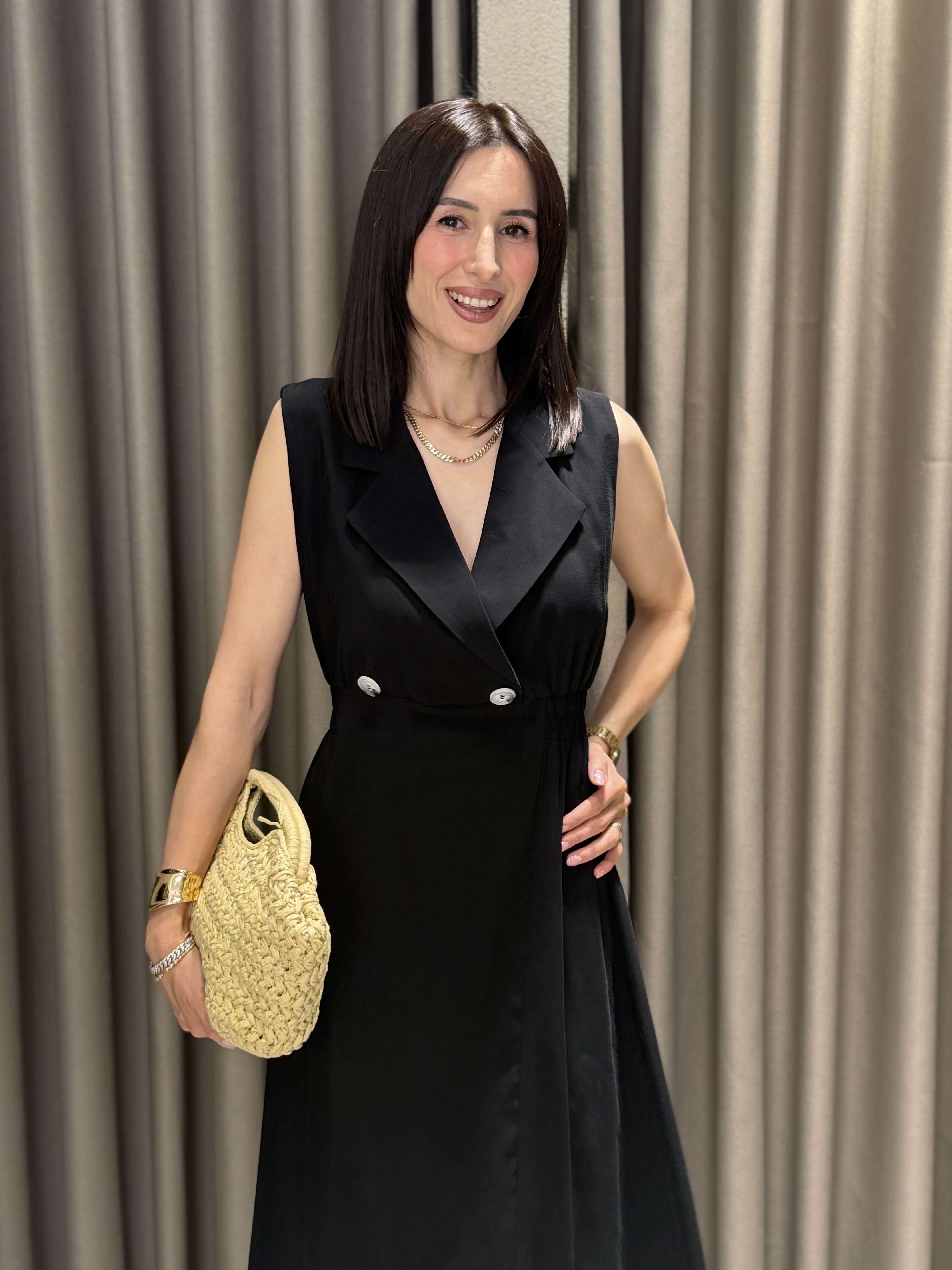 Zr Model Beli Lastikli Tensel Midi Elbise SİYAH