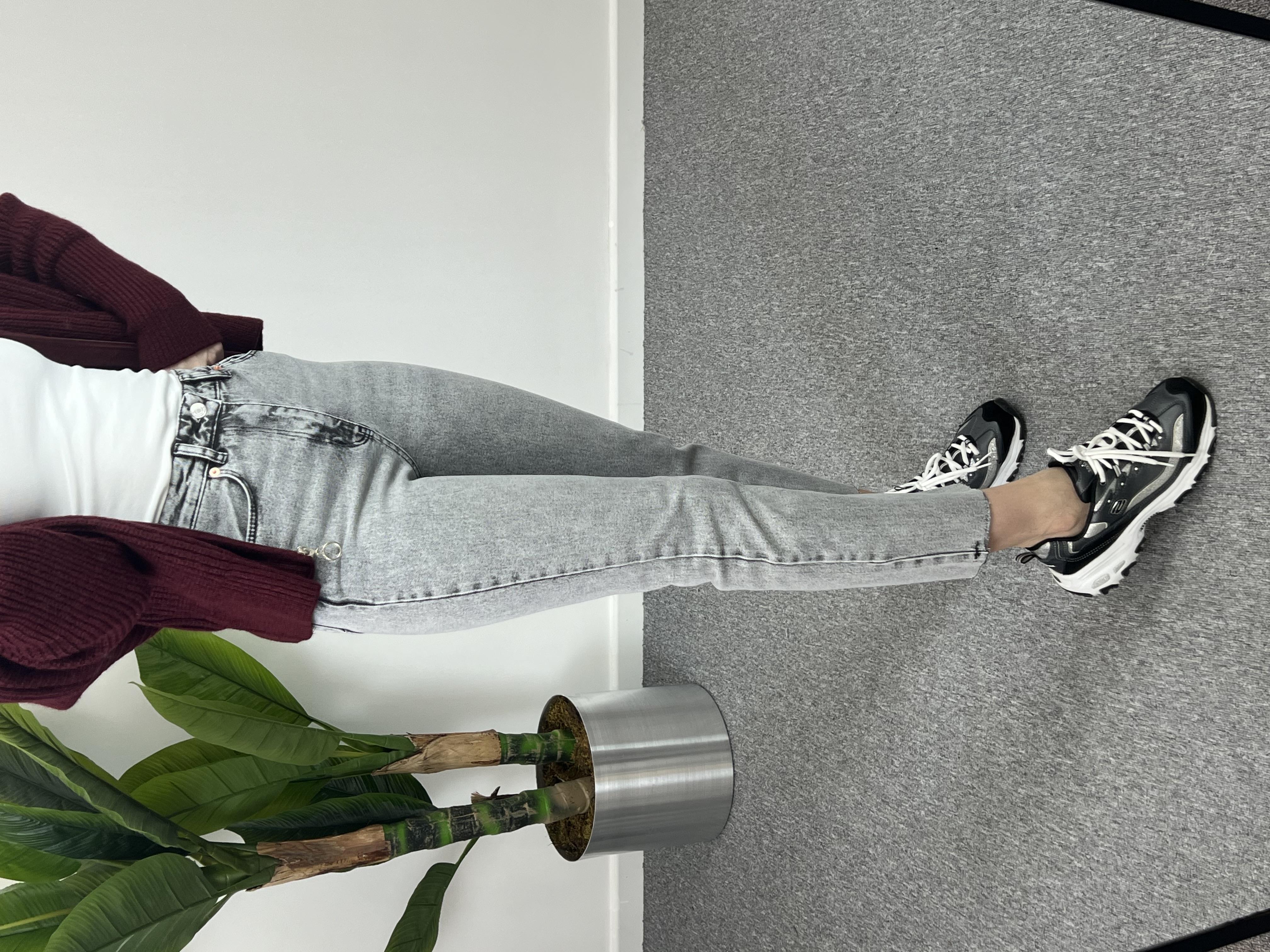 ZR Orjinal marka Açık Gri Momfit Jean