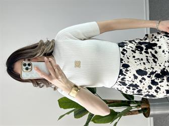 Armalı Kısa Kollu Ekru Triko