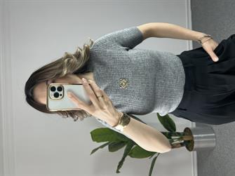 Armalı Kısa Kollu Gri Triko