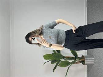 Armalı Kısa Kollu Gri Triko