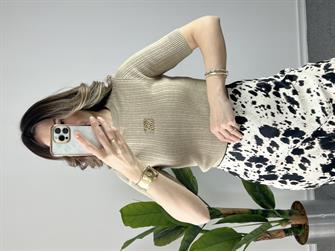 Armalı Kısa Kollu Vizon Triko