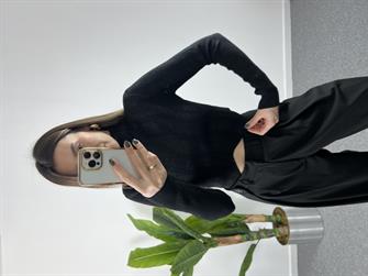 Asimetrik Balıkçı Yaka Simli Bluz