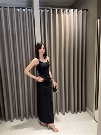 Asklılı Simli Elbise SİYAH 