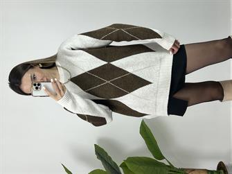 Baklava Desen Kahve Kazak