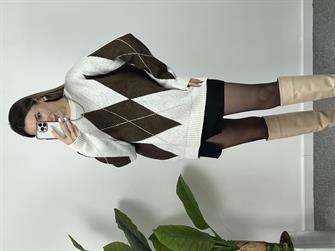 Baklava Desen Kahve Kazak