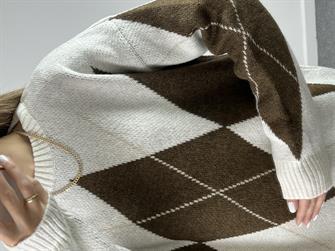 Baklava Desen Kahve Kazak