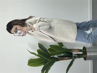 Balık Sırtı Desen Owersize Kaban