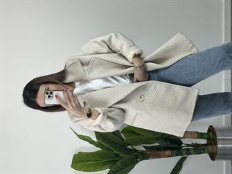 Balık Sırtı Desen Owersize Kaban