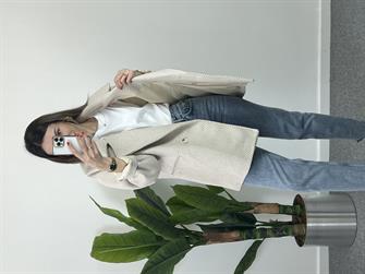 Balık Sırtı Desen Owersize Kaban