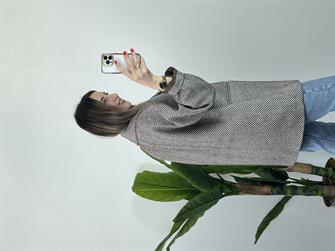 Balıksırtı Desen Owersize Kaban