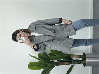 Balıksırtı Desen Owersize Kaban