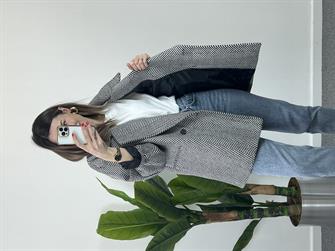 Balıksırtı Desen Owersize Kaban