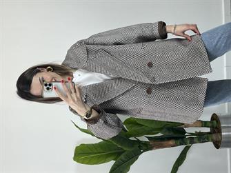 Balıksırtı Desen Owersize Kaban