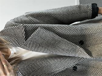 Balıksırtı Desen Owersize Kaban