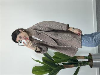 Balıksırtı Desen Owersize Kaban