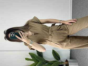 Beli Kemerli Kahve Tulum 