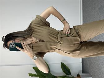 Beli Kemerli Kahve Tulum 