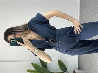 Beli Kemerli Lacivert Tulum 