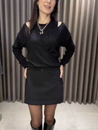 Beli Kemerli Şort Etek SİYAH