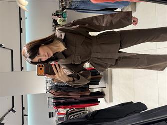 BELİ KUŞAKLI JEAN TAKIM KAHVE