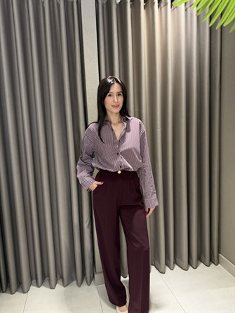 BELİ LASTİKLİ GOLD DÜĞME PALAZZO MÜRDÜM