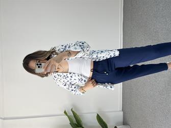 Beli Lastikli Lacivert Tensel Pantolon