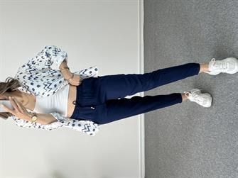 Beli Lastikli Lacivert Tensel Pantolon