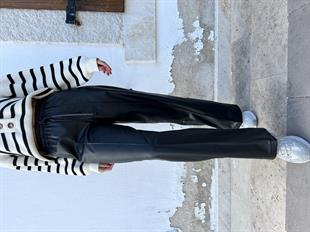 Beli Lastikli Palazzo Deri Pantolon