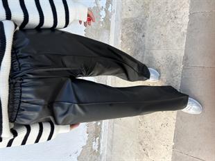 Beli Lastikli Palazzo Deri Pantolon