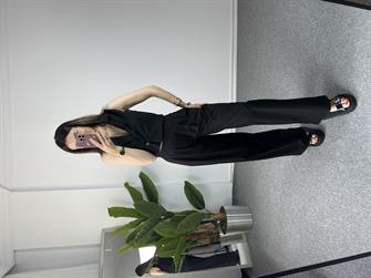 Beli Lastikli Siyah Yelekli Takım 