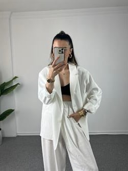 BEYAZ TENSEL BLAZER CEKET