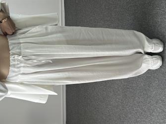 BEYAZ TENSEL GENİŞ PAÇA PANTOLON