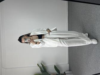 BEYAZ TENSEL GENİŞ PAÇA PANTOLON