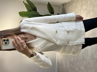 Beyaz Tuvid Blazer Ceket