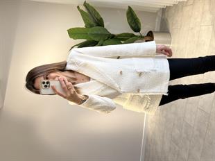 Beyaz Tuvid Blazer Ceket