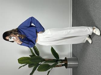 Beyaz Yüksek Bel Palazzo Pantolon