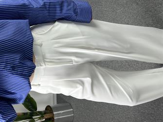 Beyaz Yüksek Bel Palazzo Pantolon