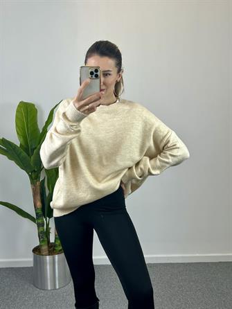 Bisiklet Yaka Krem Kazak